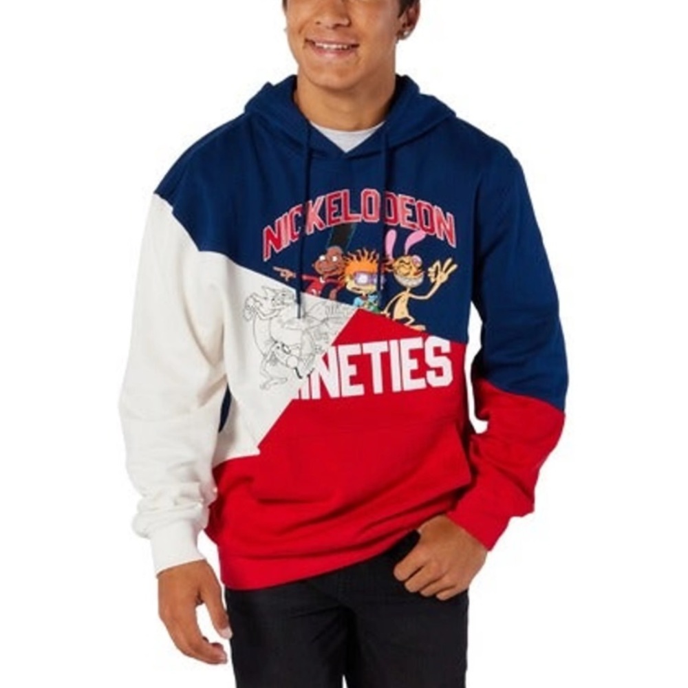 nickelodeon™ 90s color block hoodie - red & blue